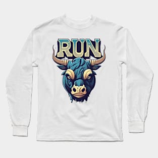 Bull Head Design Artwork Long Sleeve T-Shirt
